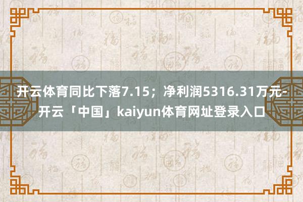 开云体育同比下落7.15；净利润5316.31万元-开云「中国」kaiyun体育网址登录入口